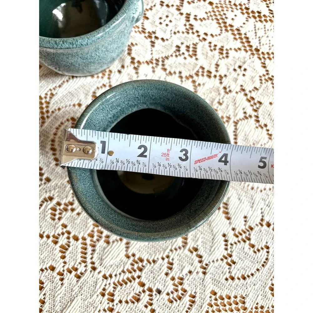 Deneen‎ Pottery Set of 3 Teal Glaze Handcrafted Stoneware Soup Bowls 2024 USA